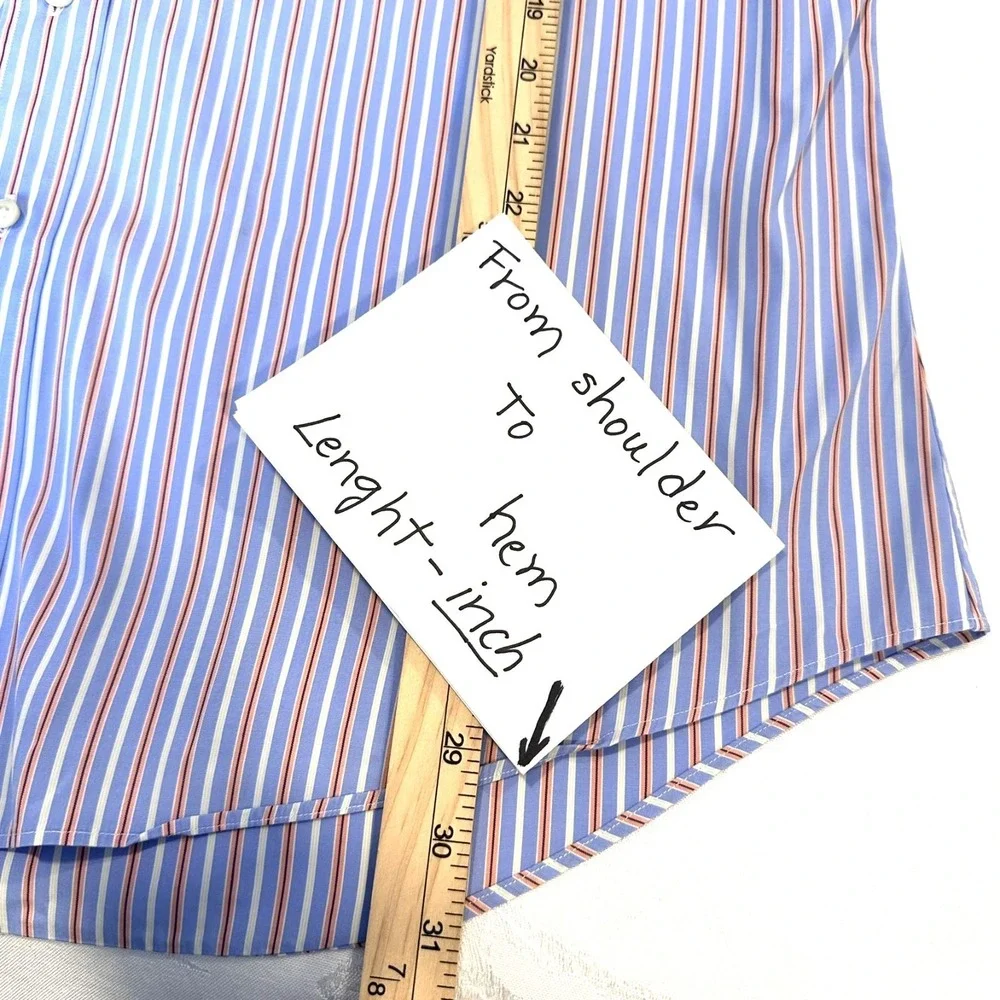 Ralph Lauren Men's 17.5- 34/35 Button Shirt‎ Long Sleeve Striped Blue